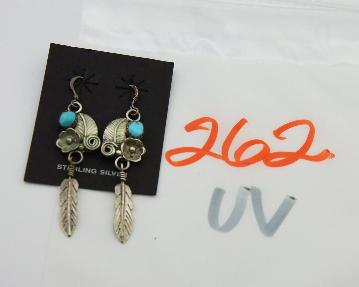 Navajo Earrings 925 Silver Natural Turquoise Native Artist C.80's