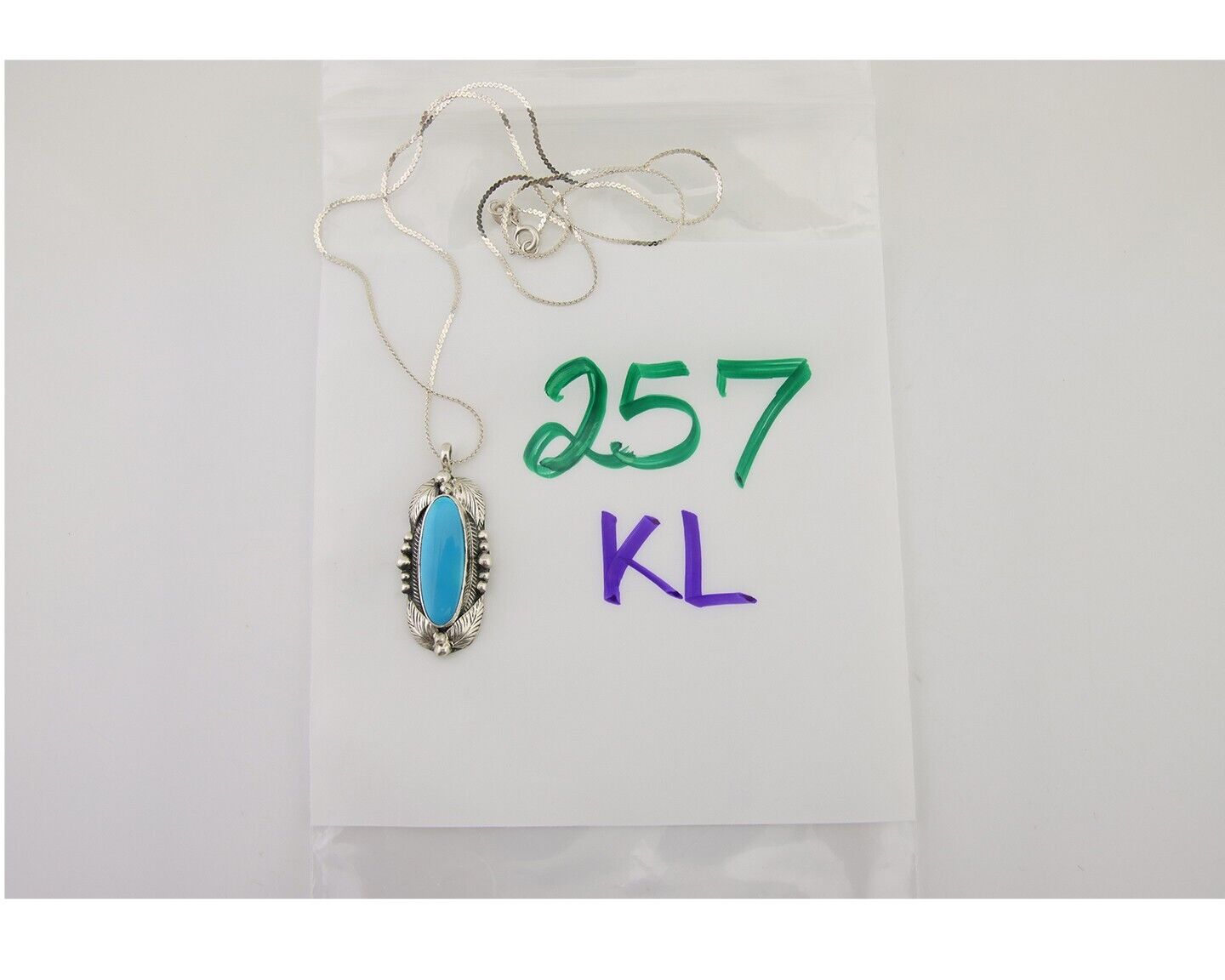 Navajo Necklace 925 Silver Natural Turquoise Artist Signed Circle JW C80s