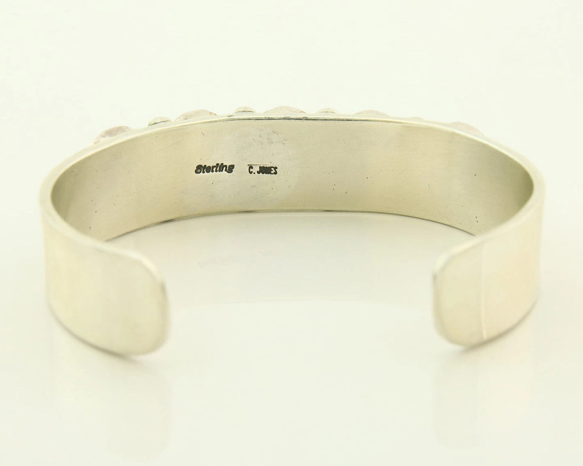 Navajo Cuff Bracelet 925 Sterling Silver Turquoise Vintage Signed C Jones