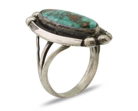 Navajo Royston Turquoise Ring 925 Silver Native Artist Signed Sunrise C.80's