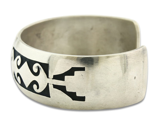 Vintage Navajo Bangle Bracelet Sterling Silver Hand Stamped Signed AA