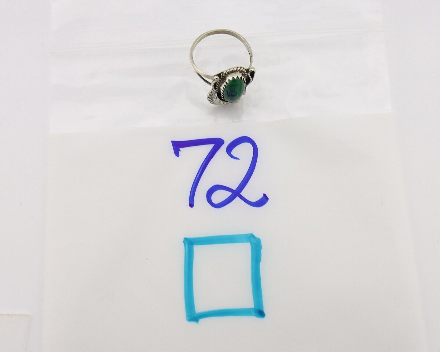 Navajo Ring 925 Silver Natural Malachite Artist Signed Justin Morris C.80's