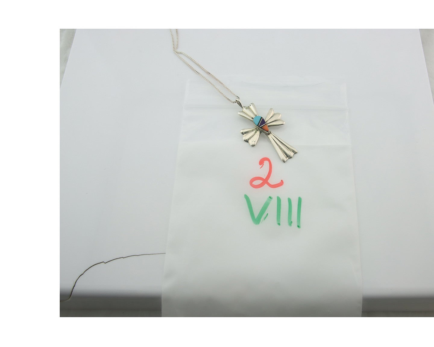 Navajo Cross Necklace Sterling Silver Authentic Natural Gemstones Signed M