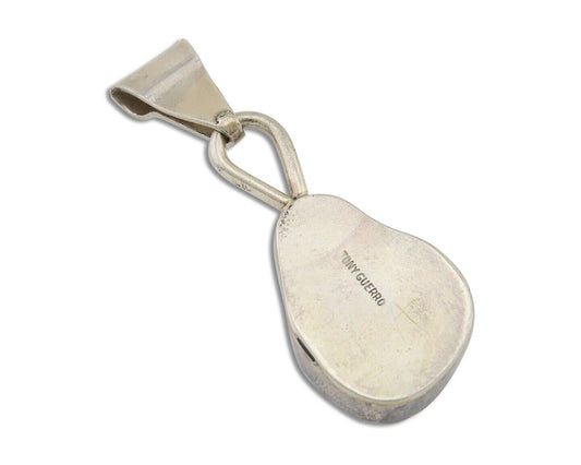 Navajo Sleeping Beauty Turquoise Pendant 925 Silver Signed Tony Guerro C.80's