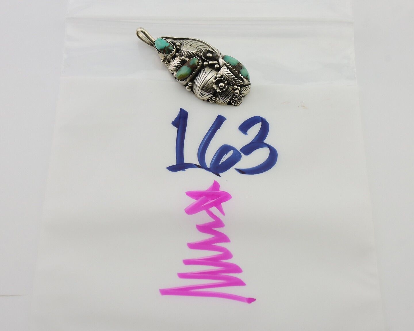 Navajo Pendant 925 Silver Natural Bisbee Turquoise Signed Tom Willeto C.80's