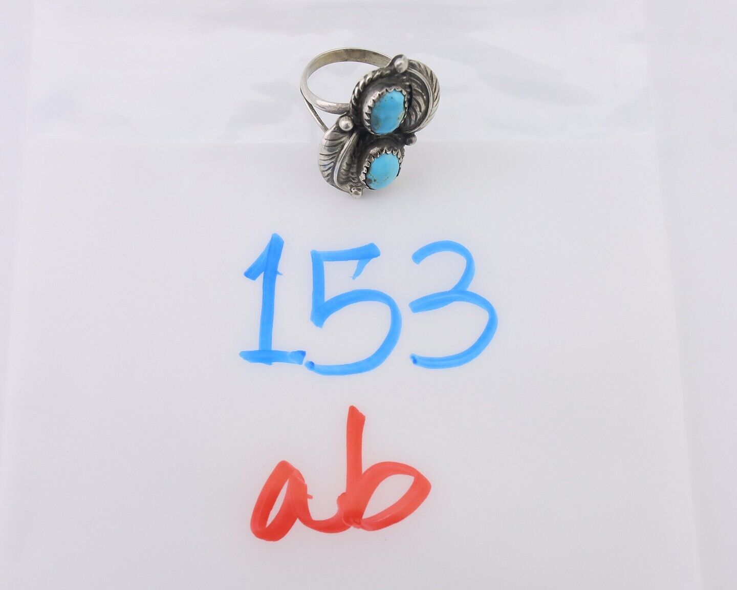 Navajo Ring 925 Silver Natural Blue Turquoise Artist Signed MC C.80's
