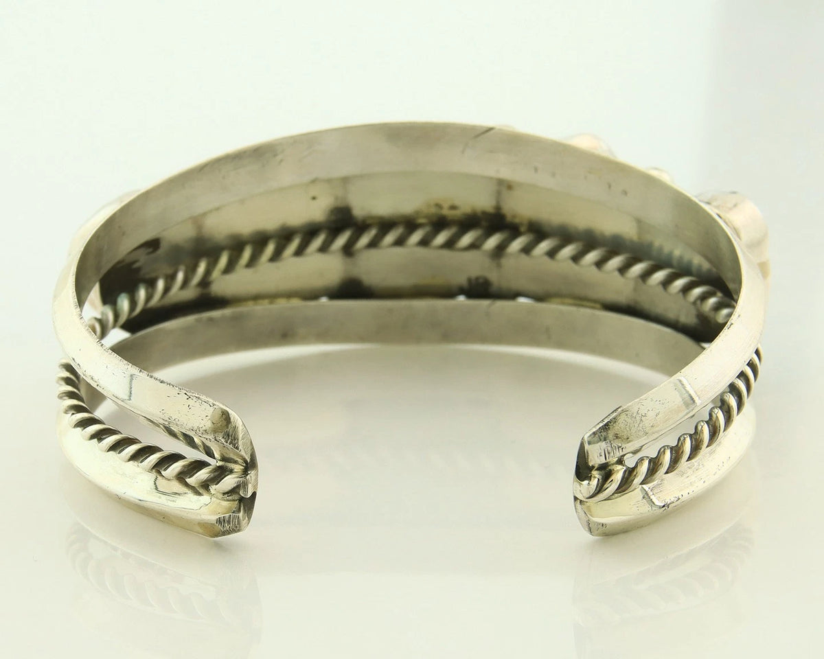 Navajo Cuff Bracelet 925 Sterling Silver Turquoise Handmade Vintage Signed JR