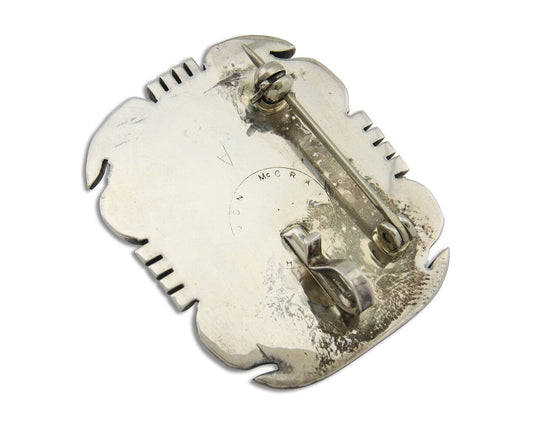 Navajo Pin 925 Silver Natural Blue Turquoise Artist Signed Hyson Craig C.80's