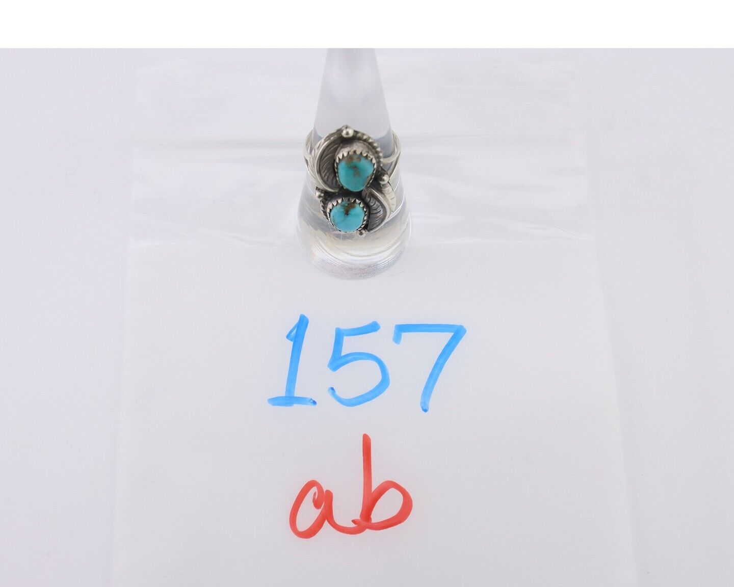 Navajo Ring 925 Silver Natural Blue Gem Turquoise Artist Signed MC C.80's