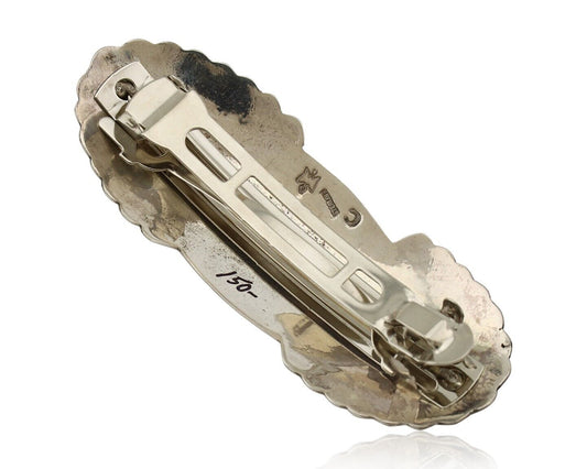 Women's Navajo Hair Clip Hand Stamped 925 Silver Signed C Montoya C.80's