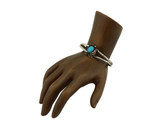 Navajo Slave Bracelet 925 Silver Arizona Turquoise Native American Artist C.80's