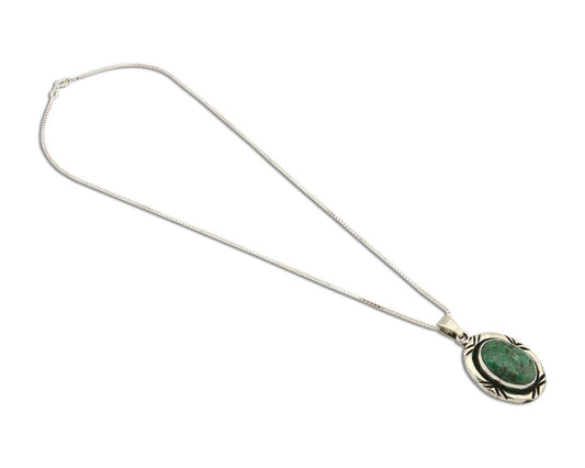 Navajo Necklace 925 Silver Green Turquoise Signed C Montoya C.80's
