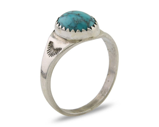 Navajo Ring 925 Silver Natural Blue Turquoise Native American Artist C.80's