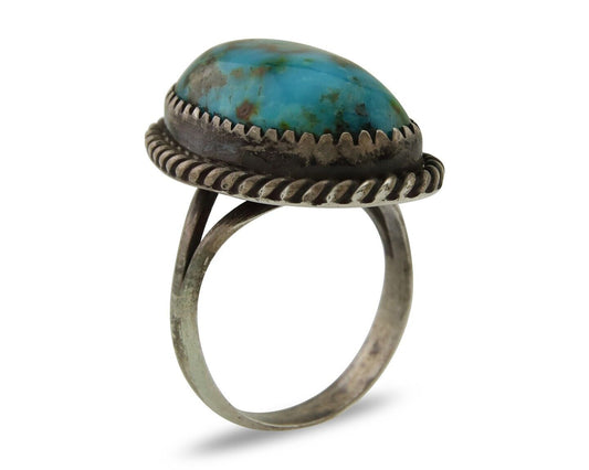 Navajo Ring 925 Silver Blue Turquoise Native American Artist C.80's