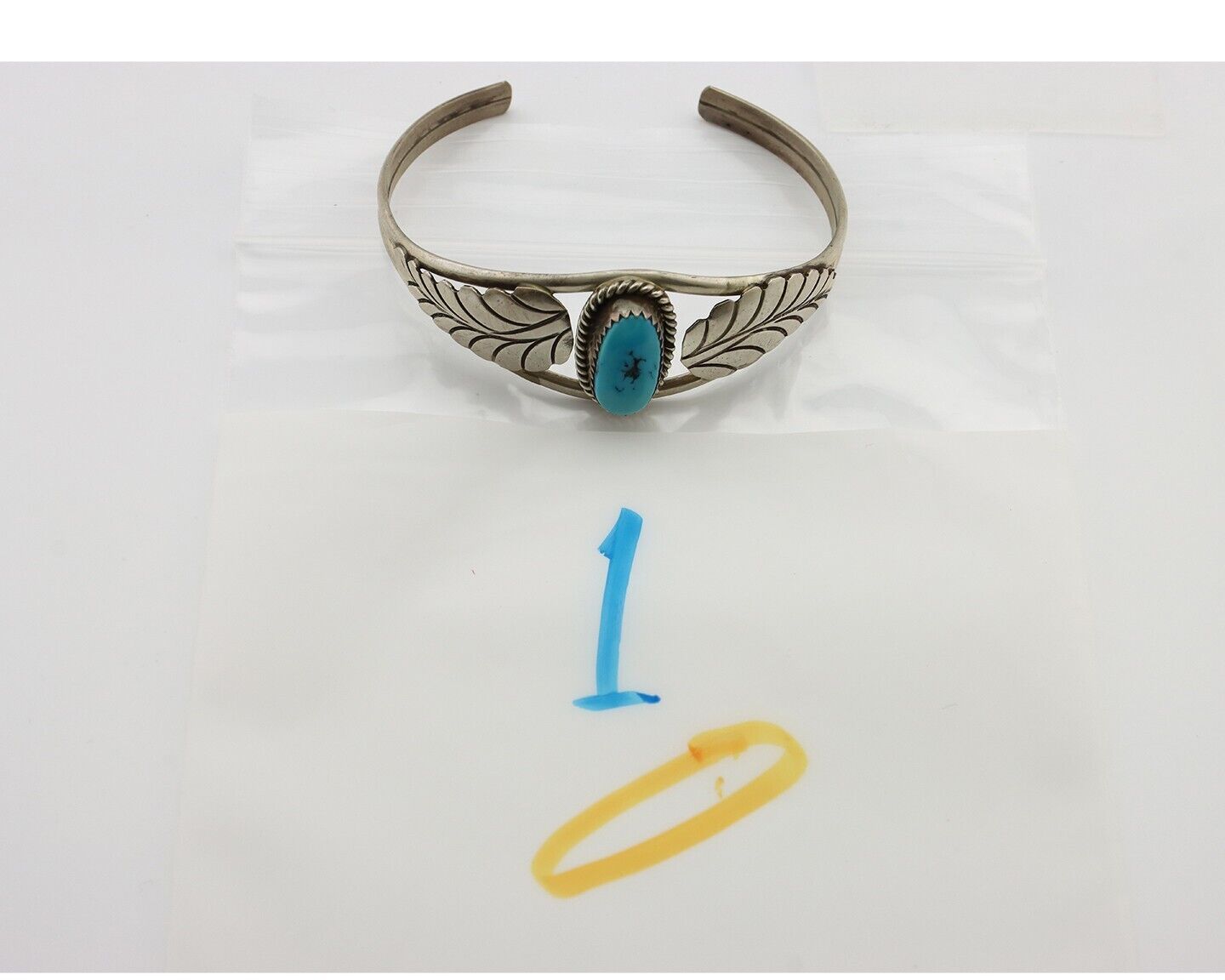 Navajo Handmade Bracelet 925 Silver Natural Blue Turquoise Artist Signed E C.80s