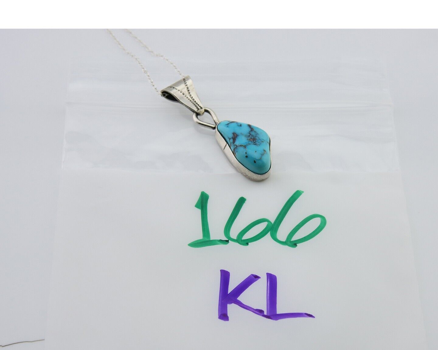 Navajo Necklace 925 Silver Natural Blue Turquoise Artist Tony Guerro C.80's