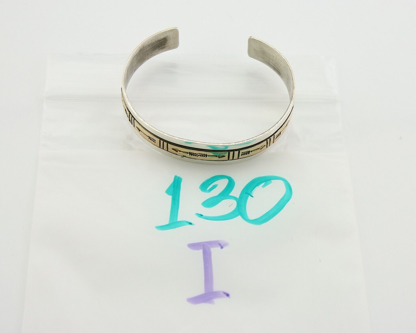 Navajo Bracelet 925 Silver & 12K Gold Cuff Artist Signed Randall Endito C.80's