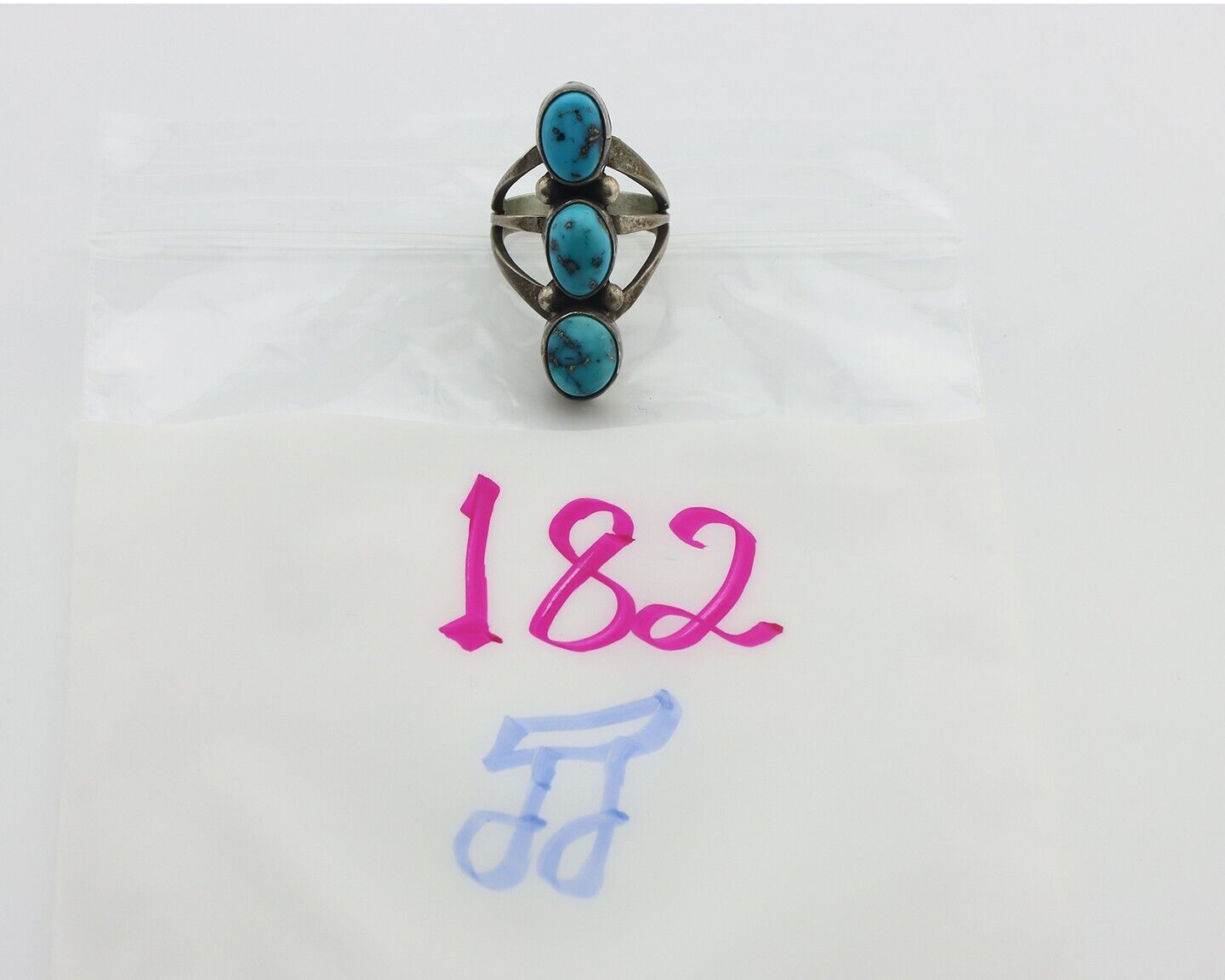Navajo Ring 925 Silver Natural Blue Turquoise Native American Artist C.80's