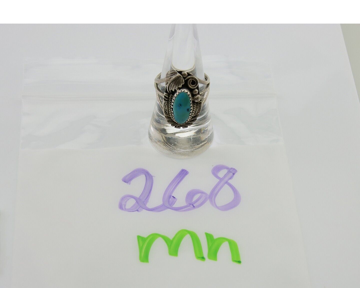 Navajo Ring 925 Silver Natural Blue Turquoise Native American Artist C.80's