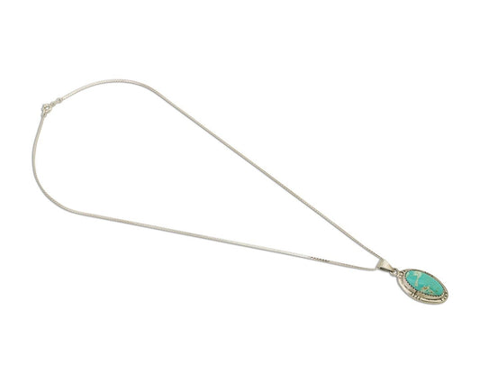 Navajo Necklace 925 Silver Kingman Turquoise Native American Artist C.90s