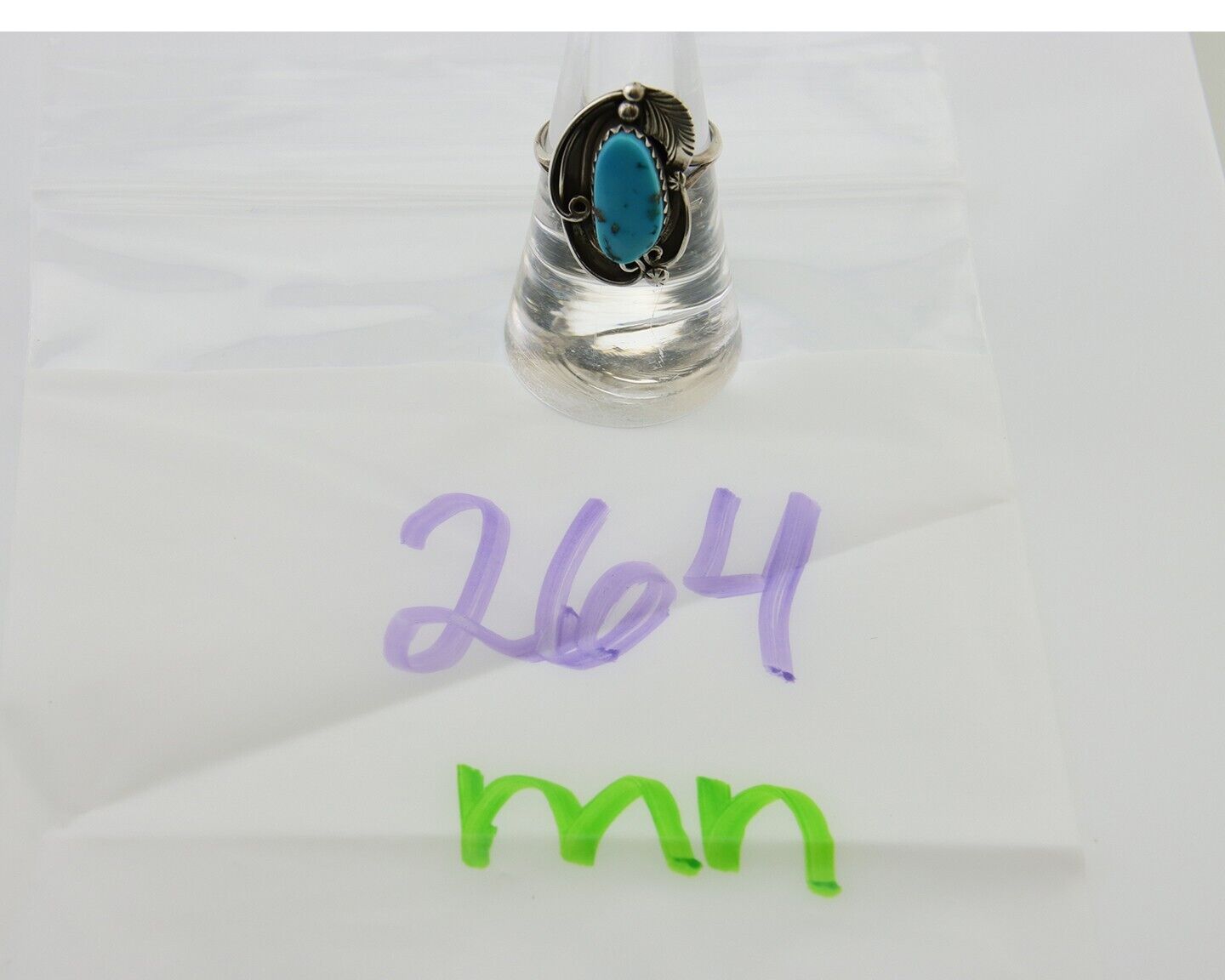 Navajo Ring .925 Silver Blue Turquoise Artist Signed Jack Tom C.80's