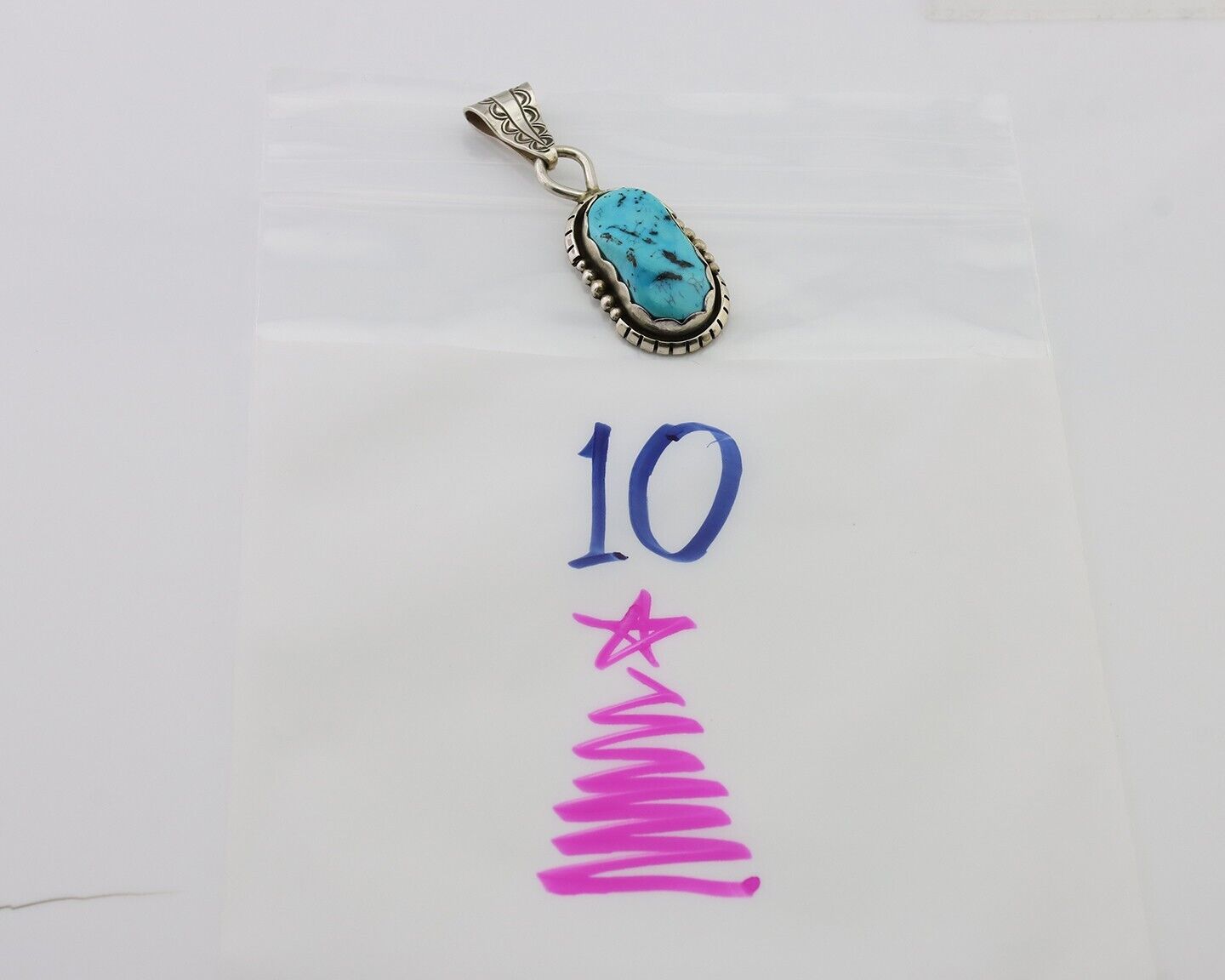 Navajo Necklace Pendant 925 Silver Turquoise Artist Tony Guerro C.80's