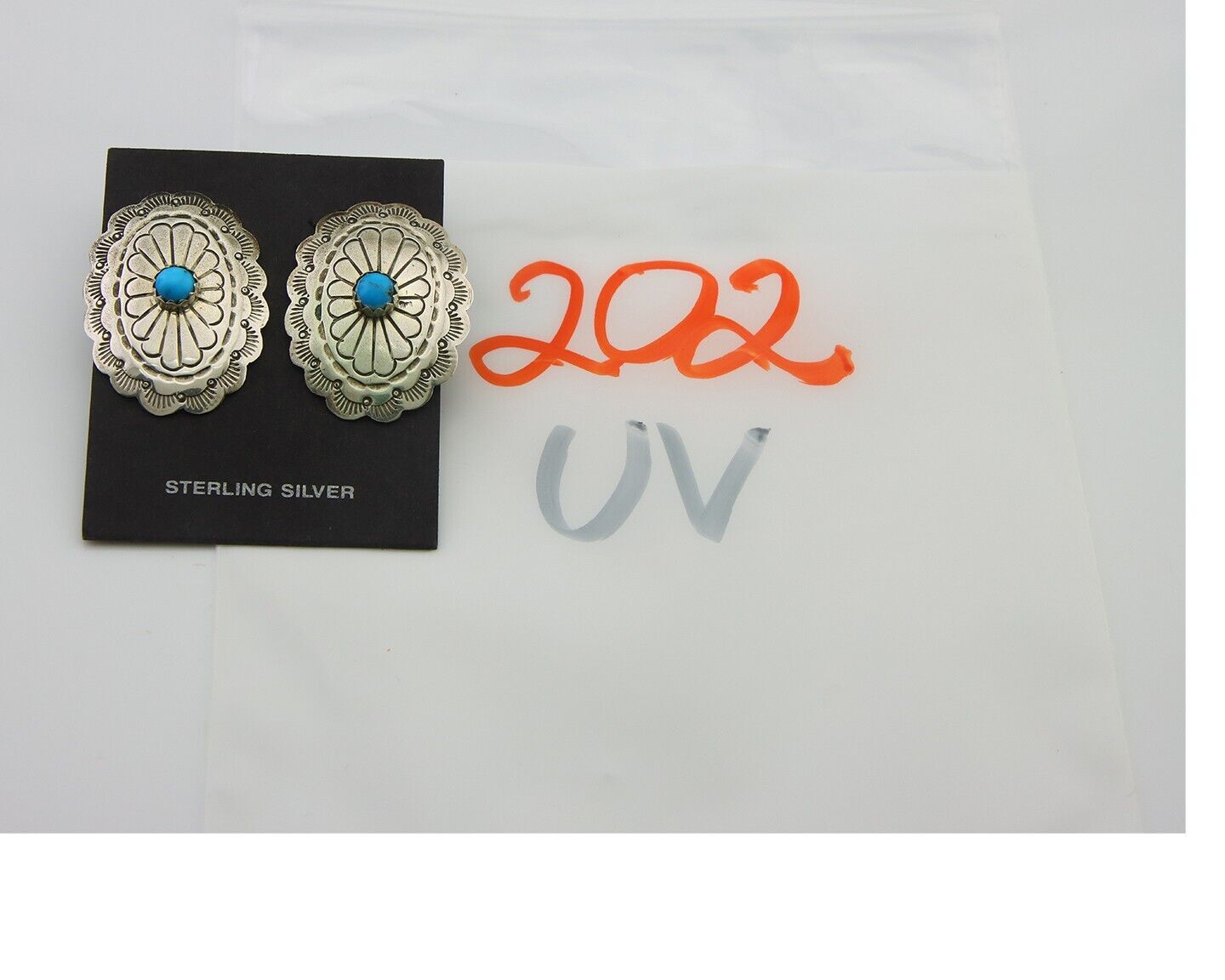 Navajo Earrings 925 Silver Natural Turquoise Artist Signed J Nelson C80s