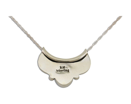 Navajo Turquoise Necklace 925 Silver Signed Eugene Belone C.80's