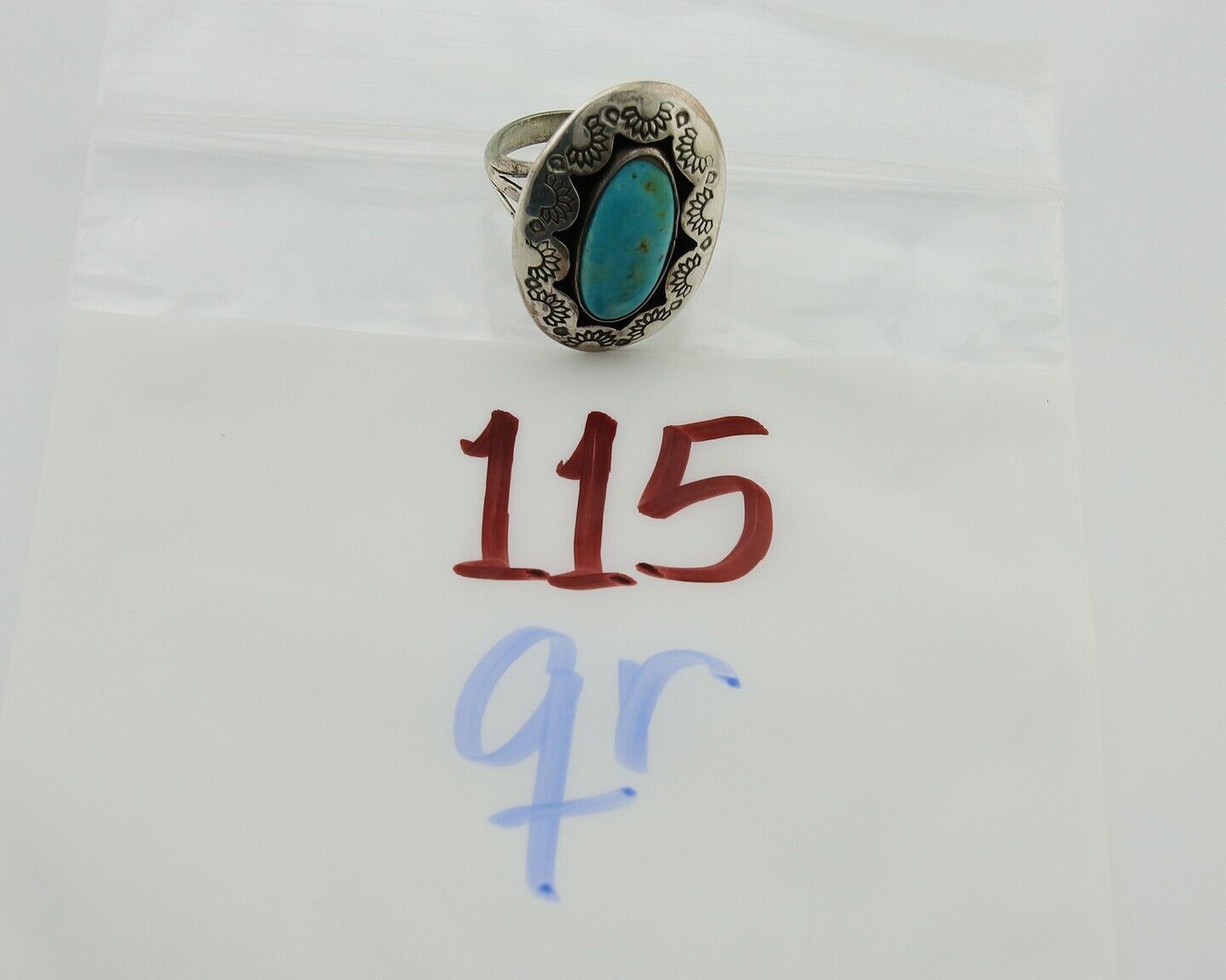 Navajo Handmade Ring 925 Silver Natural Arizona Turquoise Artist C.80's