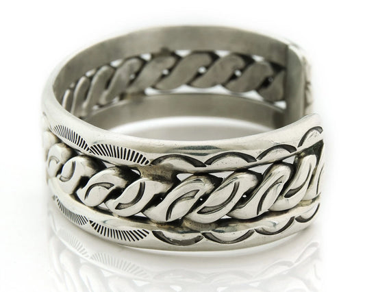 Navajo Cuff Bracelet 925 Sterling Silver Vintage Hand Stamped
