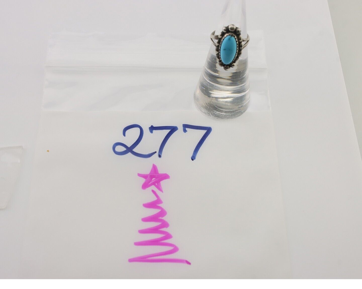 Navajo Ring 925 Silver Sleeping Beauty Turquoise Artist Signed SC C.80's