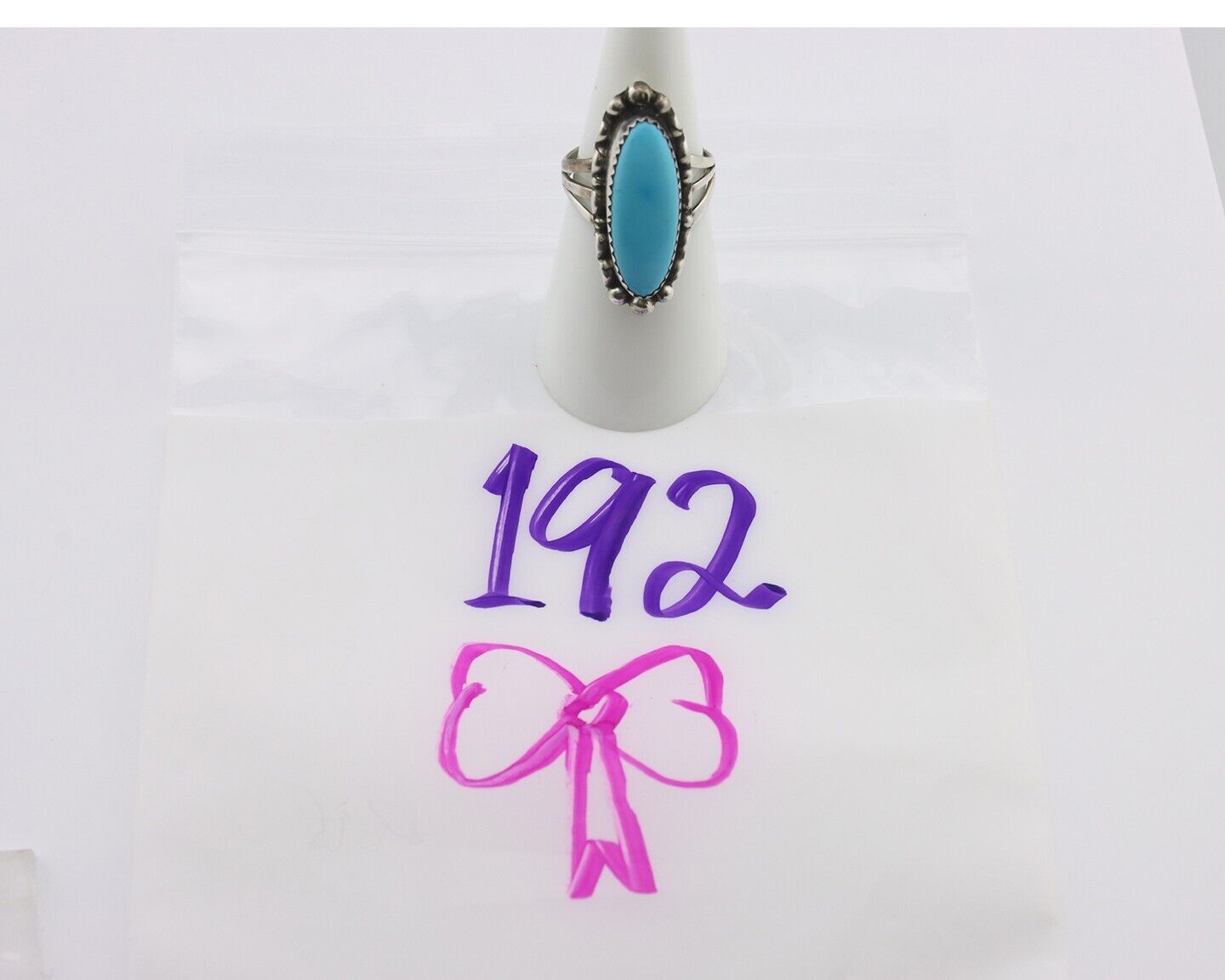 Navajo Ring .925 Silver Sleeping Beauty Turquoise Signed SkyStone Creations C80s