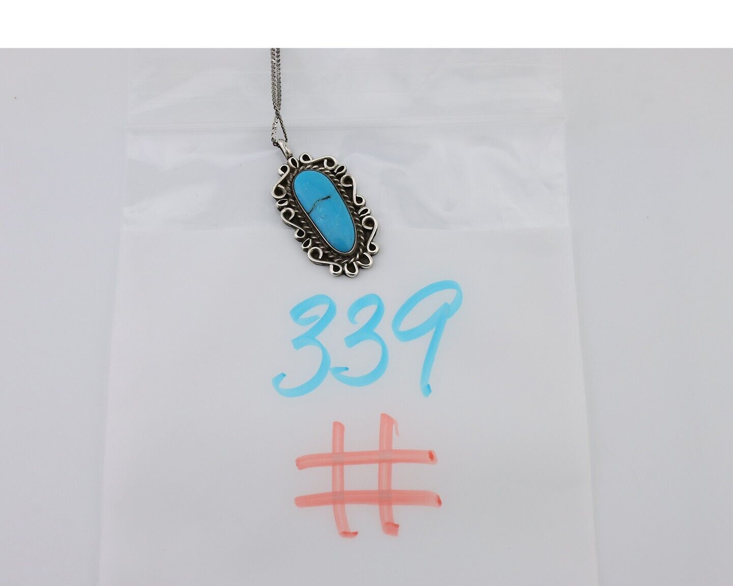 Navajo Pendant 925 Silver Natural Turquoise Signed Wayne Etsitty C.90s