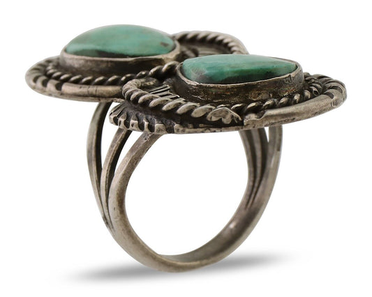 Navajo Handmade Ring 925 Silver Natural Tuquoise Native American Artist C.80's