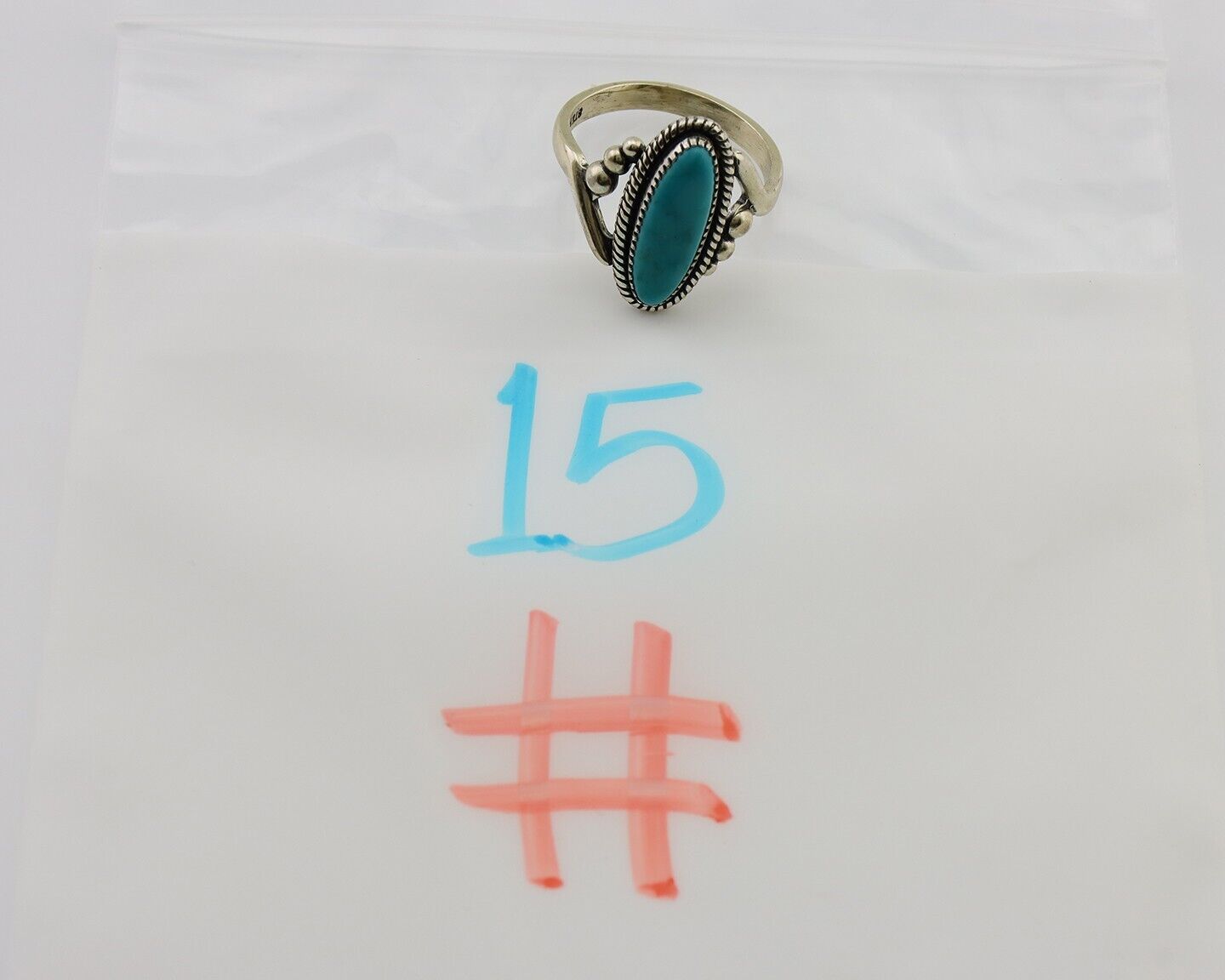 Navajo Ring 925 Silver Natural Kingman Turquoise Signed Wheeler MFG C.80's