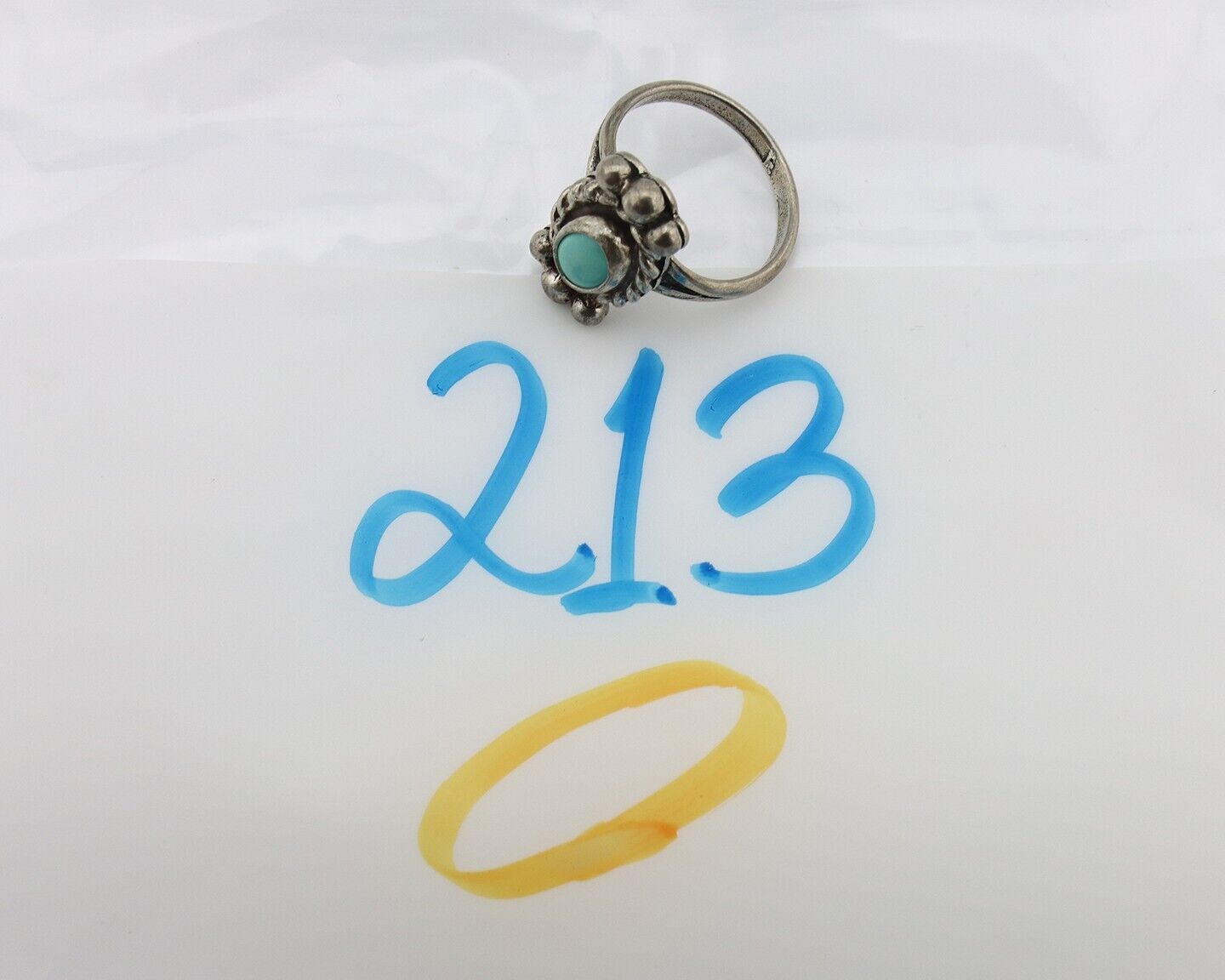 Navajo Ring 925 Silver Natural Blue Turquoise Native American Artist C.1980's