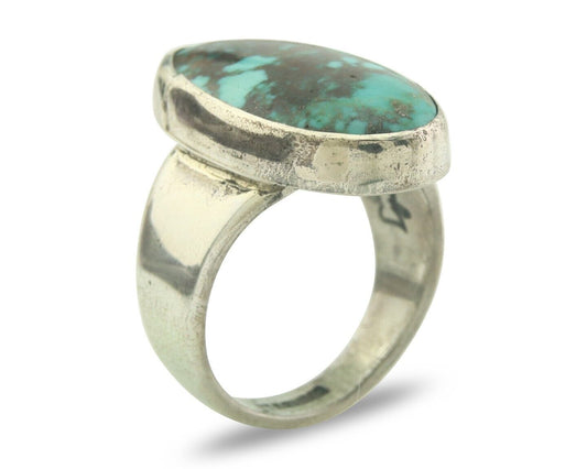 Navajo Ring 925 Sterling Turquoise Handmade Signed M Montoya C.80's Size 7.0