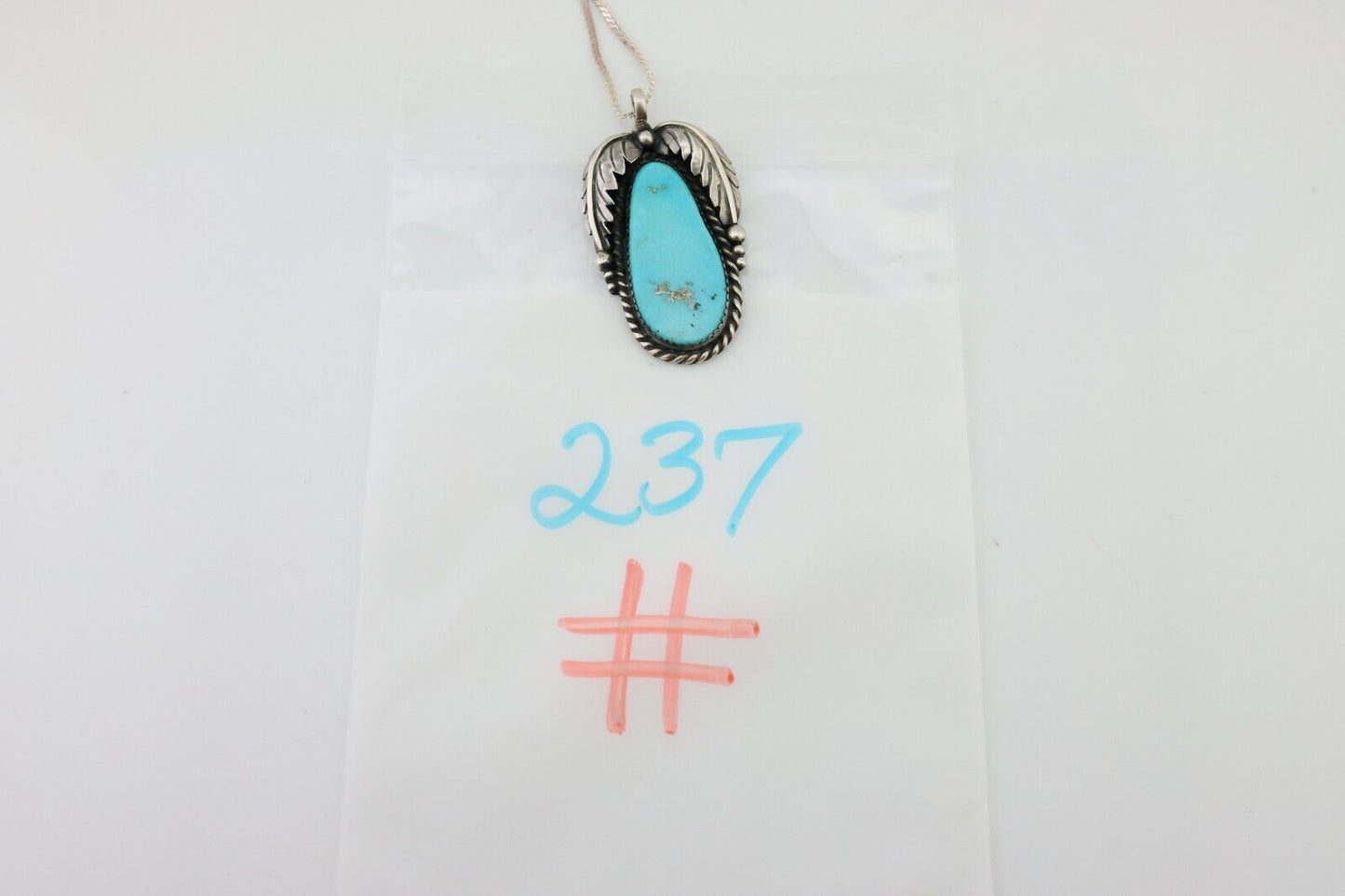 Navajo Pendant 925 Silver Natural Blue Turquoise Native American Artist C.90s