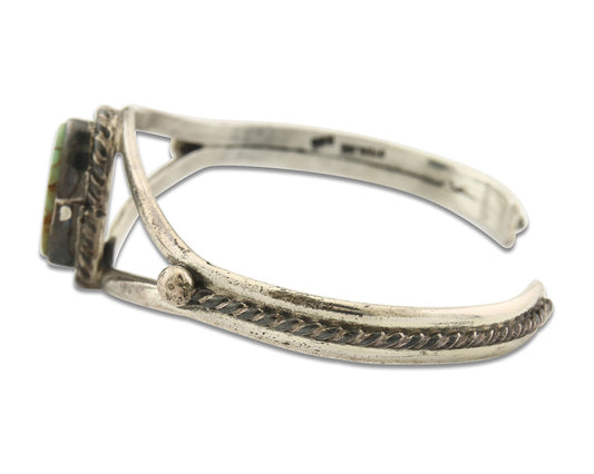 Vintage Navajo Bracelet 925 Silver Turquoise Tranditional Handmade Signed Gecko