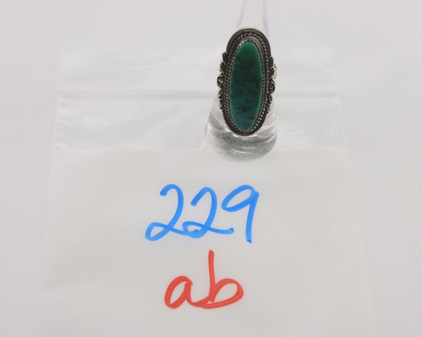 Navajo Ring 925 Silver Natural Green Turquoise Native American Artist C.80's
