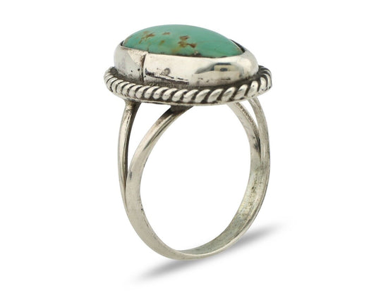 Navajo Ring 925 Silver Kingman Turquoise Native American Artist C.80's