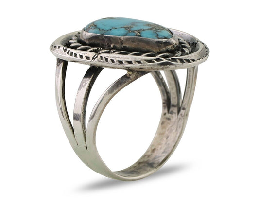Navajo Handmade Ring 925 Silver Turquoise Native American Artist C.80's
