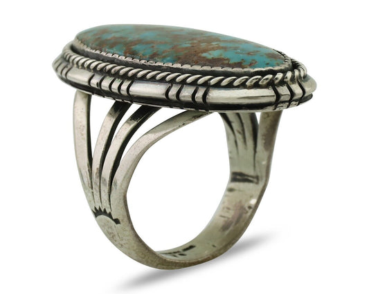 Navajo Handmade Ring 925 Silver Natural Turquoise Artist Signed TS C.80's