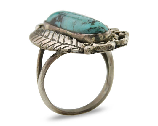 Navajo Ring .925 Sterling Blue Turquoise Artist Signed R Yazzie C.80's