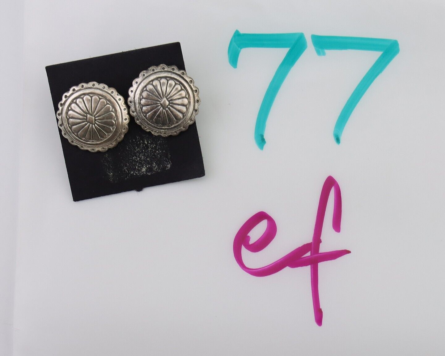Navajo Small Shield Earrings 925 Silver Native American Artist C.80's