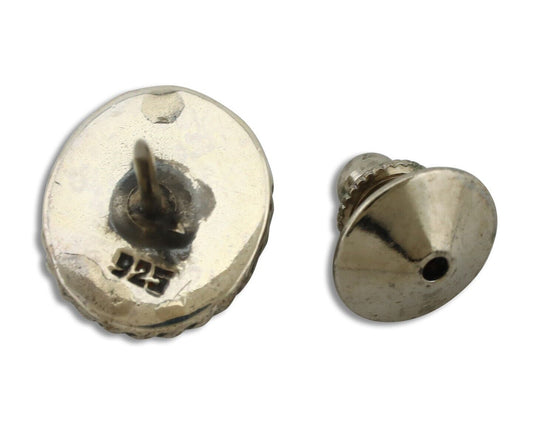 Navajo Tie Tack 925 Silver Natural Mined Turquoise Native American Artist C.80's