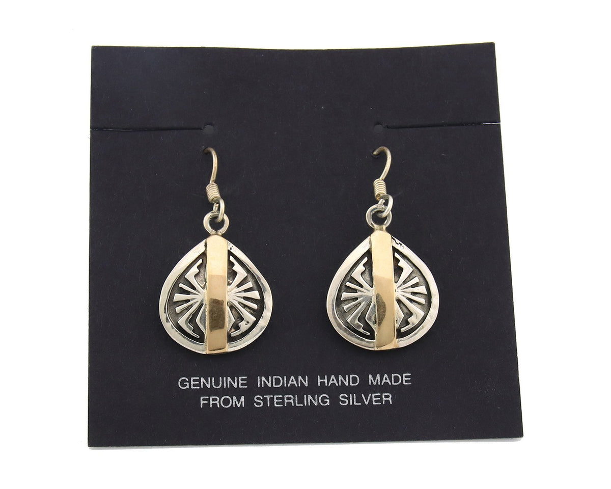 Navajo Earrings Sterling Silver & Gold Vintage Handmade