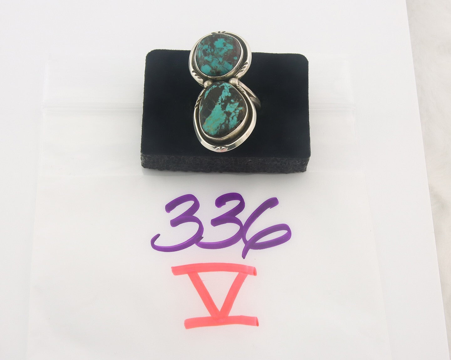 Vintage Navajo Ring 925 Sterling Authentic Turquoise Signed BY Size 8.0