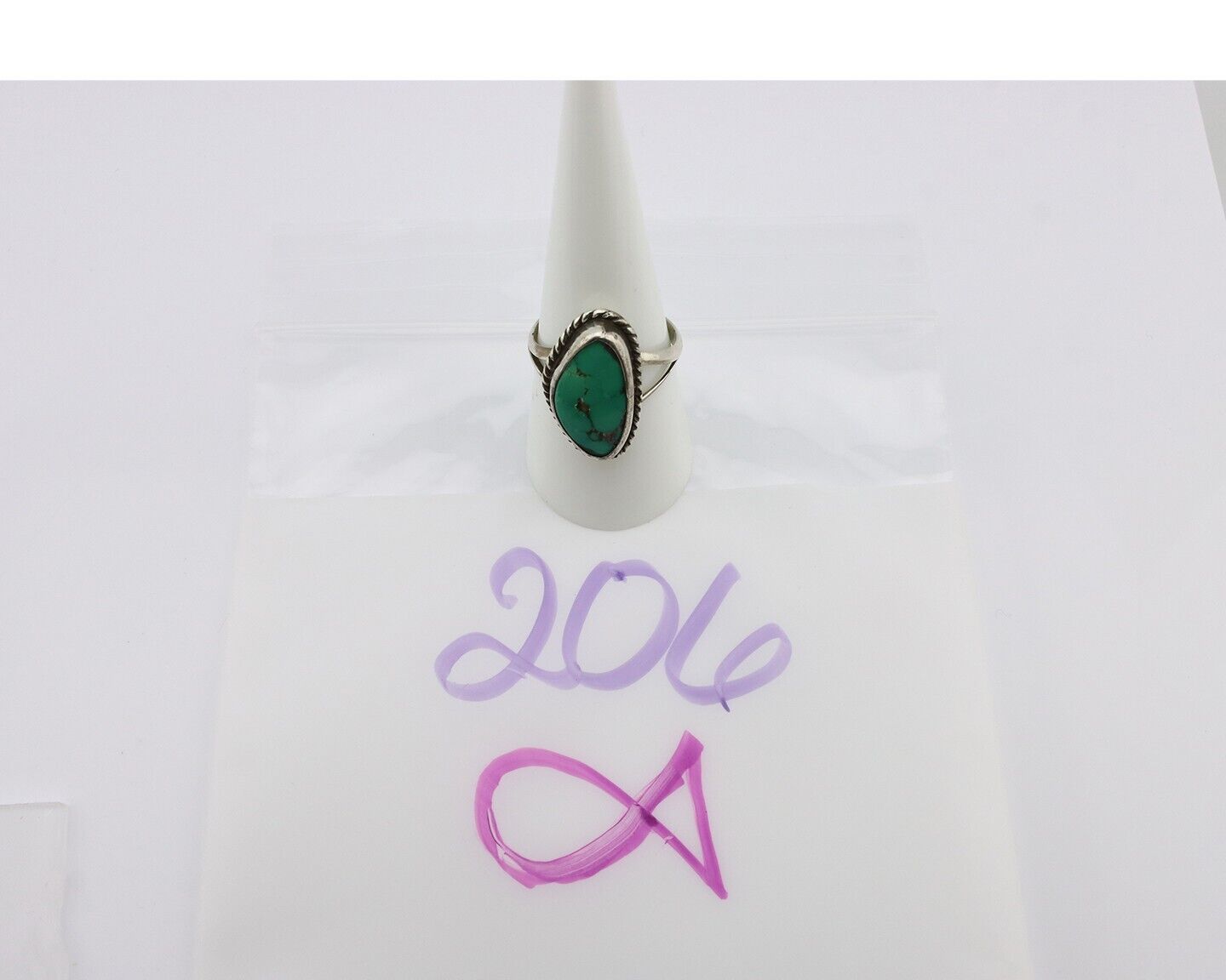 Navajo Ring 925 Silver Natural Turquoise Artist Signed Rabbit Stick C.80's