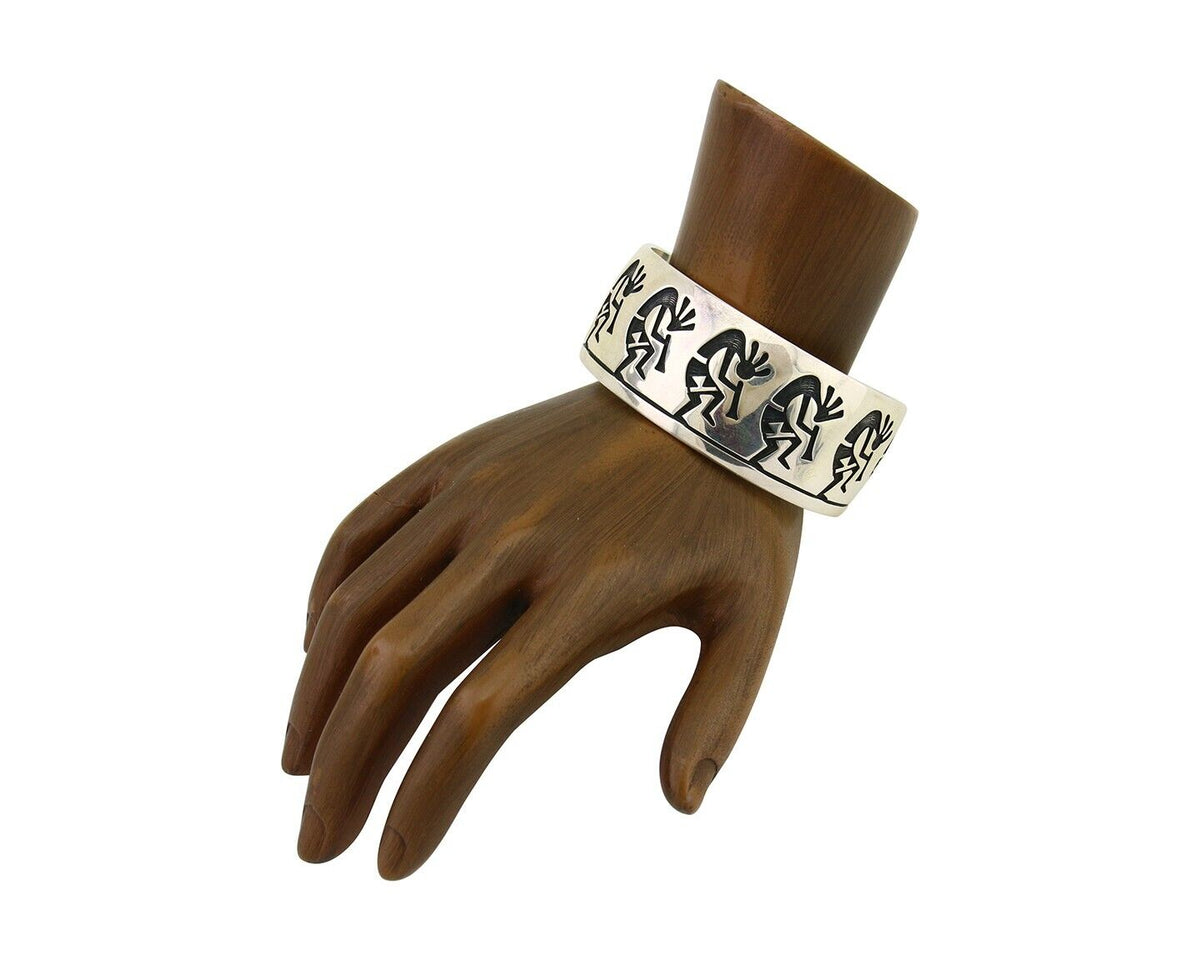 Hopi Handmade Cuff Bracelet 925 Silver Signed Alde Qumyintewa